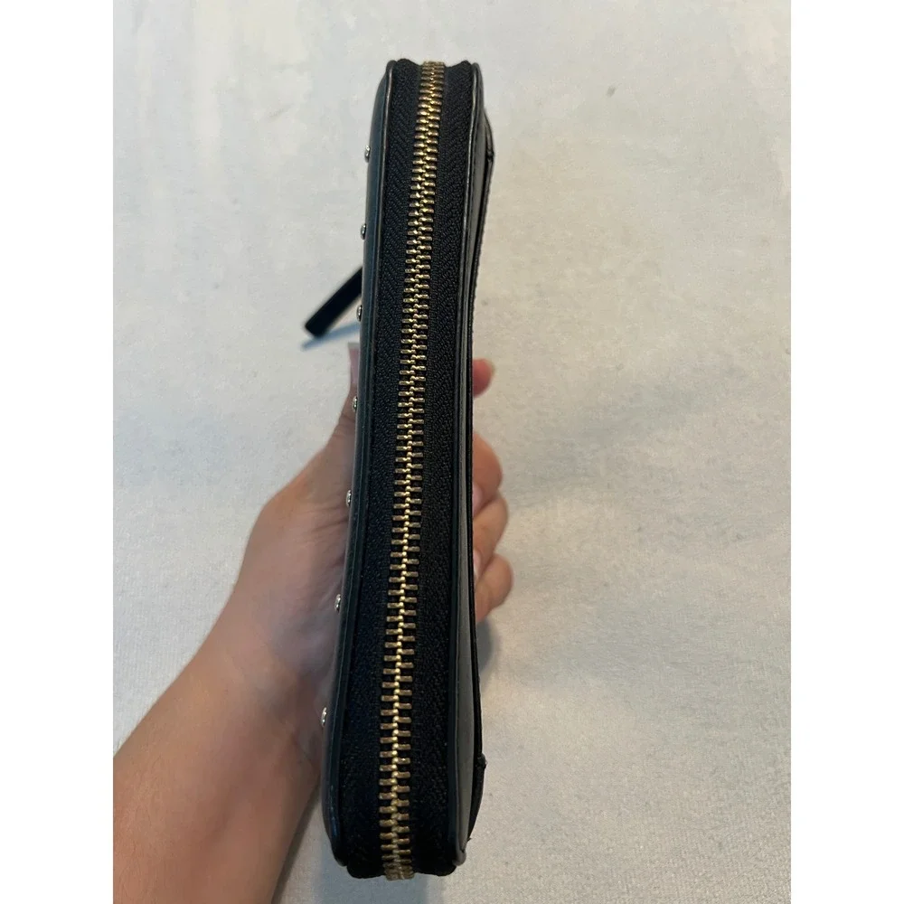 Kate Spade Black Leather Studded Zip Around Wallet Long Continental Clutch - Picture 8 of 14